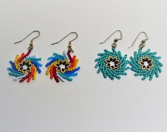 Seed Bead Earrings, Round Earrings, St. Petersburg Earrings, Hippie Earrings, Round Beaded Earings,