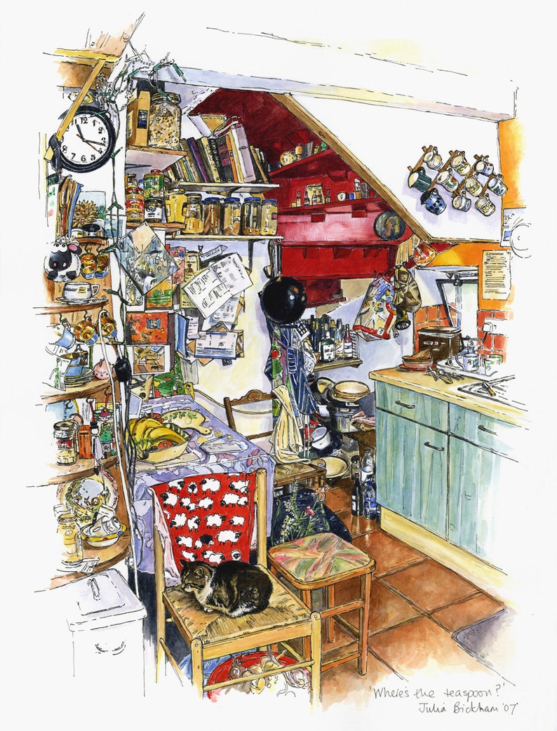 Kitchen Kitchen Print Cat Cookery Lover Gift Kitchen Wall Etsy