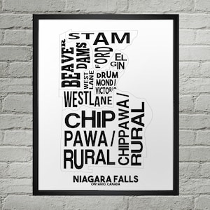 Niagara Falls Neighbourhood City Map Print | Handmade | Niagara Falls Ontario Map | Niagara Falls Print | Niagara Falls Map Art | Home Decor