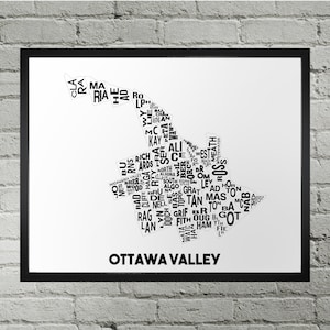 Stadskaart gemeente Ottawa Valley afdrukken | Handgemaakt | Kaart Ottawa Valley Ontario | Ottawa Valley-print | Kaartkunst Ottawa Valley | Kaart afdrukken
