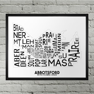 Impression du plan de la ville du quartier d'Abbotsford | Fait main | Abbotsford (Colombie-Britannique) : carte | Impression d'Abbotsford | Illustration de la carte d'Abbotsford | Décoration d'intérieur