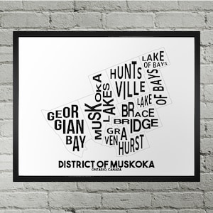 Muskoka Neighbourhood City Map Print | Handmade | Muskoka Ontario Map | Muskoka Print | Muskoka Map Art | Muskoka Home Decor | Moving Gift