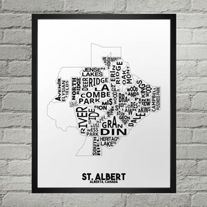 Impression du plan de la ville du quartier de St Albert | Fait main | Carte de Saint-Albert, Alberta | Impression Saint-Albert | Art de la carte de Saint-Albert | Décoration d'intérieur Saint-Albert