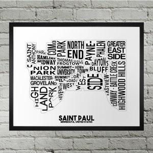 Saint Paul Neighborhood City Map Print | Handmade | Saint Paul Minnesota Map | Saint Paul Print | Saint Paul Map Art | Saint Paul Home Decor