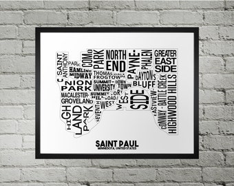 Saint Paul Neighborhood City Map Print | Handmade | Saint Paul Minnesota Map | Saint Paul Print | Saint Paul Map Art | Saint Paul Home Decor