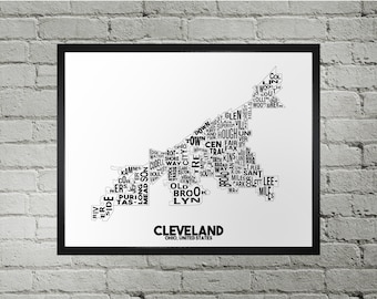 Cleveland Neighborhood City Map Print | Handmade | Cleveland Ohio Map | Cleveland Print | Cleveland Map Art | Cleveland Home Decor