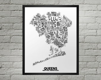 Queens Neighborhood City Map Print | Handmade | Queens New York Map | Queens Print | Queens Map Art | Queens Home Decor | Moving Gift