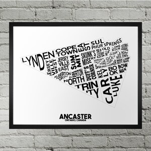 Impression du plan de la ville du quartier d'Ancaster | Fait main | Carte d'Ancaster, Ontario | Impression d'Ancaster | Illustration de la carte d'Ancaster | Décoration d'intérieur Ancaster | Illustration de la carte