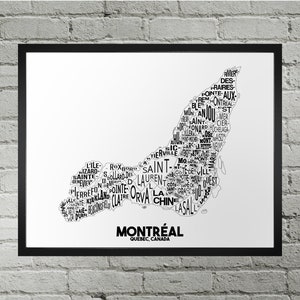 Montreal Neighbourhood City Map Print Handmade Montreal Quebec Map YUL Map Print Montreal Map Art Montreal Home Decor Map Art image 1