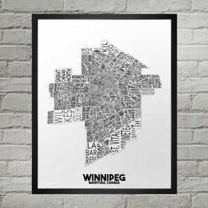 Winnipeg Neighbourhood City Map Print | Handmade | Winnipeg Manitoba Map | YWG Map Print | Winnipeg Map Art | Winnipeg Home Decor | Map Art