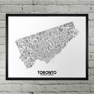 Toronto Neighbourhood City Map Print Handmade Toronto Ontario Map YYZ Art Print Toronto Map Art Toronto Home Decor Moving Gift image 1