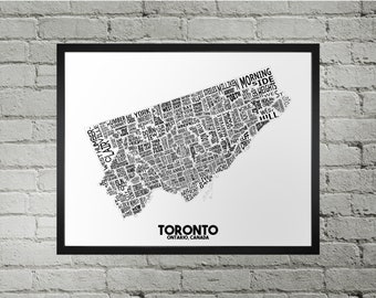 Toronto Neighbourhood City Map Print | Handmade | Toronto Ontario Map | YYZ Art Print | Toronto Map Art | Toronto Home Decor | Moving Gift