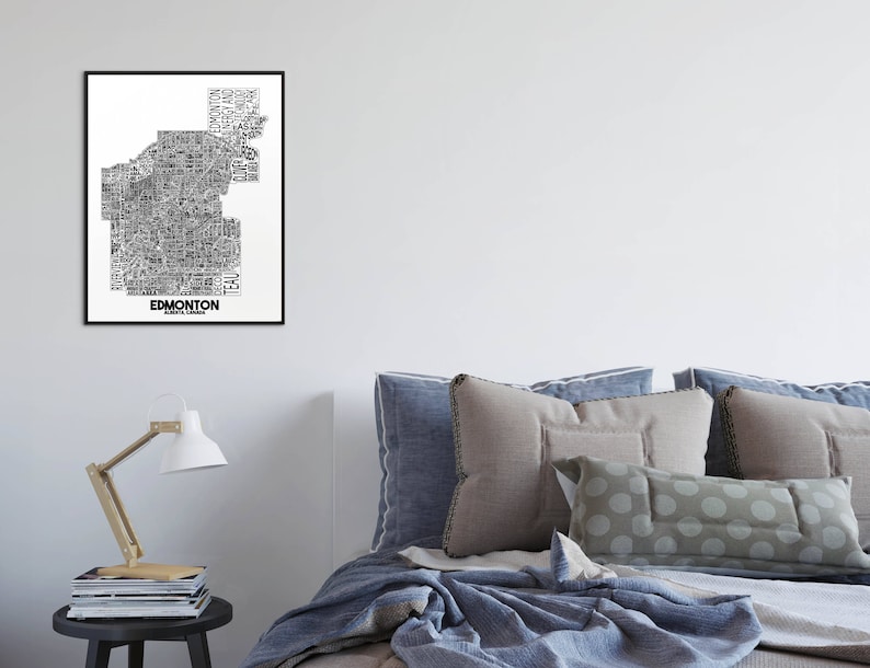 Edmonton Neighbourhood City Map Print Handmade Edmonton Alberta Map YEG Art Print Edmonton Map Art Edmonton Home Decor Map Art image 4