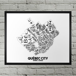 Plan de la ville dans le quartier de Québec Imprimer | Fait main | Carte de la ville de Québec | Impression de la ville de Québec | Art de la ville de Québec | Décoration d'intérieur de la ville de Québec