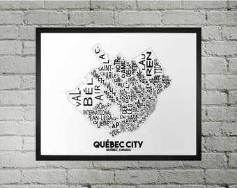 Quebec City Neighbourhood City Map Print | Handmade | Quebec City Map | Quebec City Print | Quebec City Art | Quebec City Home Decor