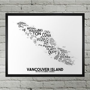 Vancouver Island Karte Drucken | Handarbeit | Vancouver Island British Columbia Karte | Vancouver Island Poster | Vancouver Island Karte Kunstdruck