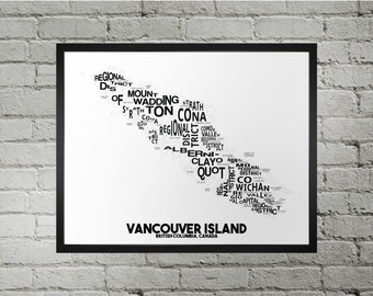 Vancouver Island Map Print | Handmade | Vancouver Island British Columbia Map | Vancouver Island Print | Vancouver Island Map Art Print