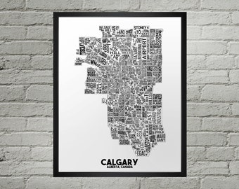 Calgary Alberta Neighbourhood Typography City Map Print