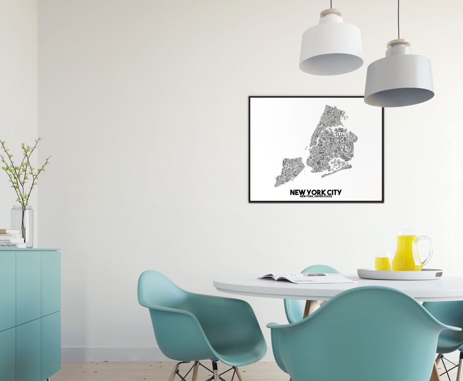 New York City Neighborhood City Map Print Handmade New - Etsy