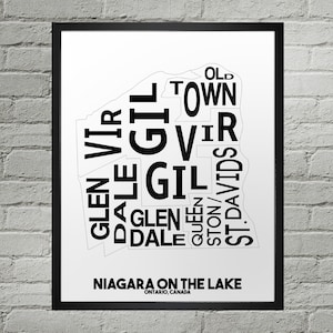 Impression du plan de la ville du quartier de Niagara on the Lake | Fait main | Niagara sur le lac Ontario, carte | Impression Niagara sur le lac | Décoration d'intérieur, carte