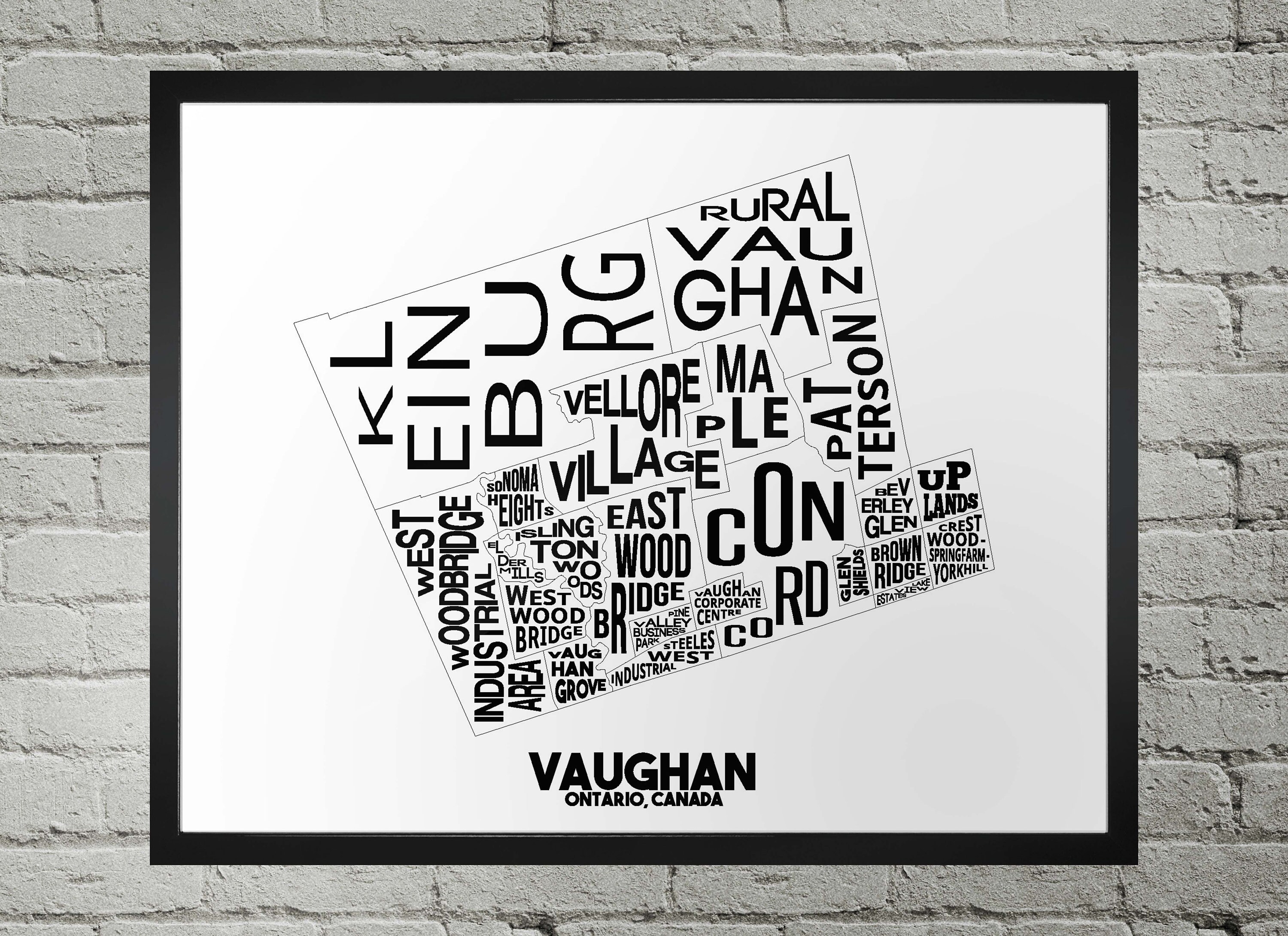 Vaughan Neighbourhood City Map Print Handmade Vaughan - Etsy