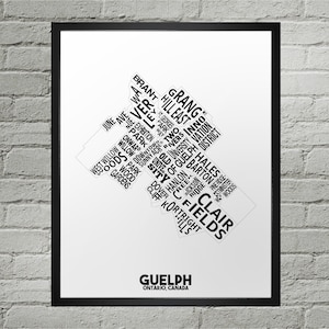 Guelph Neighbourhood City Map Print | Handmade | Guelph Ontario Map | Guelph Print | Guelph Map Art | Guelph Home Decor | Moving Gift
