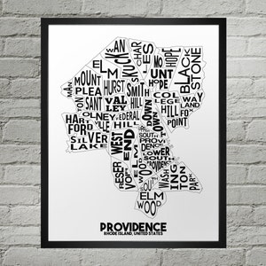 Plan de la ville du quartier de Providence | Fait main | Providence Rhode Island : carte | Providence Impression | Illustrations de carte de Providence | Décoration d'intérieur, carte