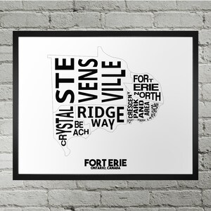 Fort Erie Neighbourhood City Map Print | Handmade | Fort Erie Ontario Map | Fort Erie Print | Fort Erie Map Art | Fort Erie Home Decor