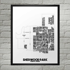 Impression du plan de la ville du quartier de Sherwood Park | Fait main | Sherwood Park, Alberta, carte | Impression de parc de Sherwood | Carte du parc de Sherwood | Décoration d'intérieur