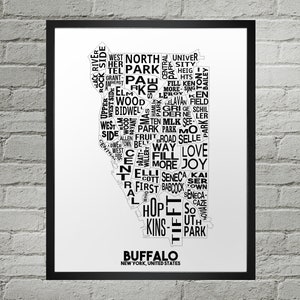Impression du plan de la ville du quartier de Buffalo | Fait main | Carte de New York de Buffalo | Imprimé Buffalo | Art de la carte de Buffalo | Décoration d'intérieur Buffalo | Cadeau de déménagement