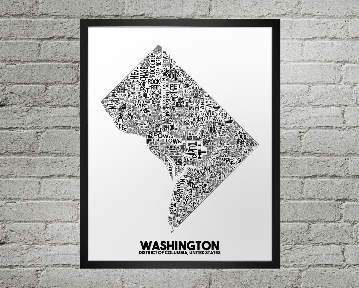 Washington DC Neighborhood City Map Print | Handmade | Washington Map | Washington DC Print | Washington DC Map Art | Map Art Home Decor