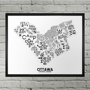 Stadsplattegrond van de wijk Ottawa afdrukken | Handgemaakt | Kaart van Ottawa (Ontario) | Ottawa-afdruk | Kaartkunst Ottawa | Woondecoratie Ottawa | Verhuiscadeau
