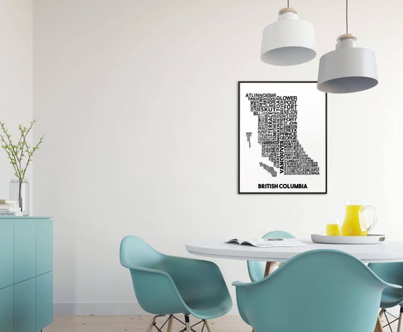 British Columbia Cities Typography Map Print