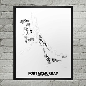 Fort McMurray Neighbourhood City Map Print | Handmade | Fort McMurray Alberta Map | Fort McMurray Print | Fort McMurray Map Art | Home Decor