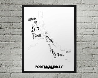Fort McMurray Neighbourhood City Map Print | Handmade | Fort McMurray Alberta Map | Fort McMurray Print | Fort McMurray Map Art | Home Decor