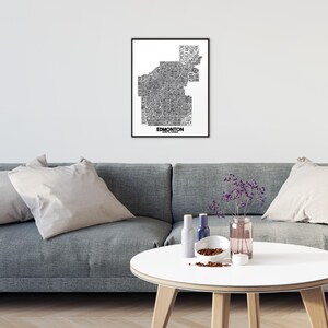 Edmonton Neighbourhood City Map Print Handmade Edmonton Alberta Map YEG Art Print Edmonton Map Art Edmonton Home Decor Map Art image 3