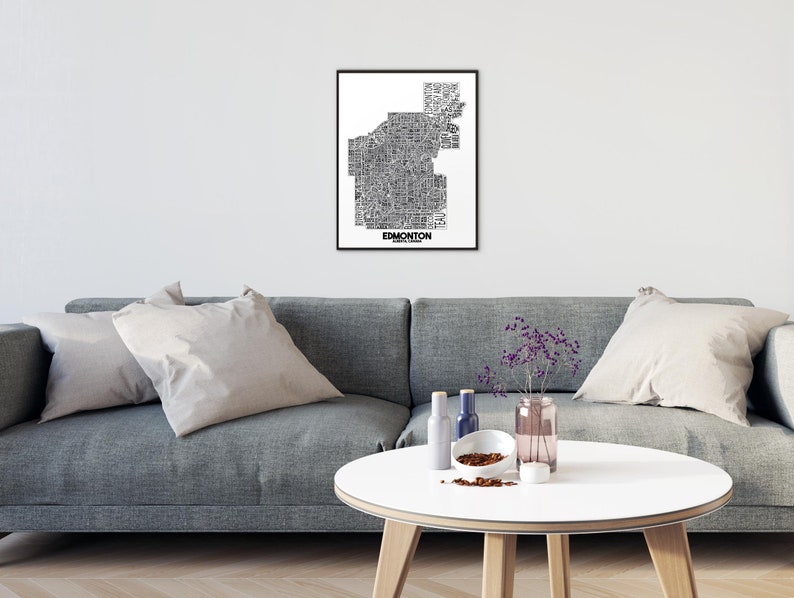 Edmonton Neighbourhood City Map Print Handmade Edmonton Alberta Map YEG Art Print Edmonton Map Art Edmonton Home Decor Map Art image 3