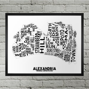 Stampa mappa della città del quartiere di Alexandria / Fatto a mano / Mappa di Alexandria Virginia / Stampa di Alexandria / Arte mappa di Alexandria / Decorazione per la casa di Alexandria
