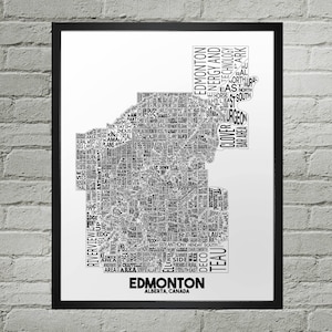 Edmonton Neighbourhood City Map Print | Handmade | Edmonton Alberta Map | YEG Art Print | Edmonton Map Art | Edmonton Home Decor | Map Art