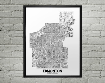 Edmonton Neighbourhood City Map Print | Handmade | Edmonton Alberta Map | YEG Art Print | Edmonton Map Art | Edmonton Home Decor | Map Art