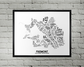 Fremont Neighborhood City Map Print | Handmade | Fremont California Map | Fremont Print | Fremont Map Art | Fremont Home Decor | Moving Gift