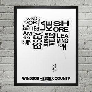 Windsor-Essex Municipalities Map Print | Handmade | Windsor-Essex Ontario Map | Windsor-Essex Print | Windsor-Essex Map Art | Home Decor