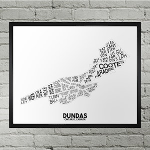 Impression du plan de la ville du quartier de Dundas | Fait main | Dundas, Ontario, carte | Impression Dundas | Art de la carte de Dundas | Décoration d'intérieur Dundas | Cadeau de déménagement