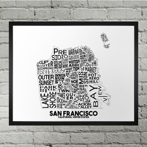 San Francisco Neighborhood City Map Print | Handmade | San Francisco SFO Map Art | San Francisco Print | San Francisco Map Art | Map Art