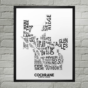 Cochrane Neighbourhood City Map Print | Handmade | Cochrane Alberta Map | Cochrane Print | Cochrane Map Art | Cochrane Home Decor | Map Art