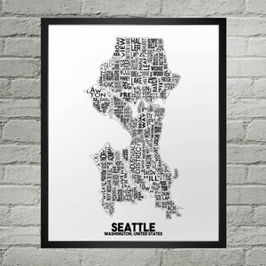 Impression de carte de la ville du quartier de Seattle | Fait main | Carte de Seattle, Washington | Impression de Seattle | Carte de Seattle | Décoration d'intérieur de Seattle | Cadeau de déménagement
