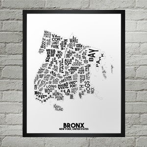 Bronx Neighborhood City Map Print | Handmade | Bronx New York Map | Bronx Print | Bronx Map Art | Bronx Home Decor | Moving Gift | Map Art