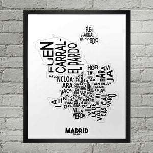Madrid Districts City Map Print | Handmade | Madrid Spain Map | Madrid Print | Madrid Map Art | Madrid Home Decor | Moving Gift | Map Art