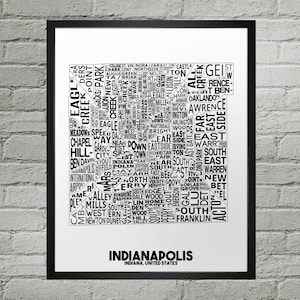 Impression du plan de la ville du quartier d'Indianapolis | Fait main | Indianapolis, Indiana : carte | Impression d'Indianapolis | Carte d'Indianapolis | Décoration d'intérieur, carte