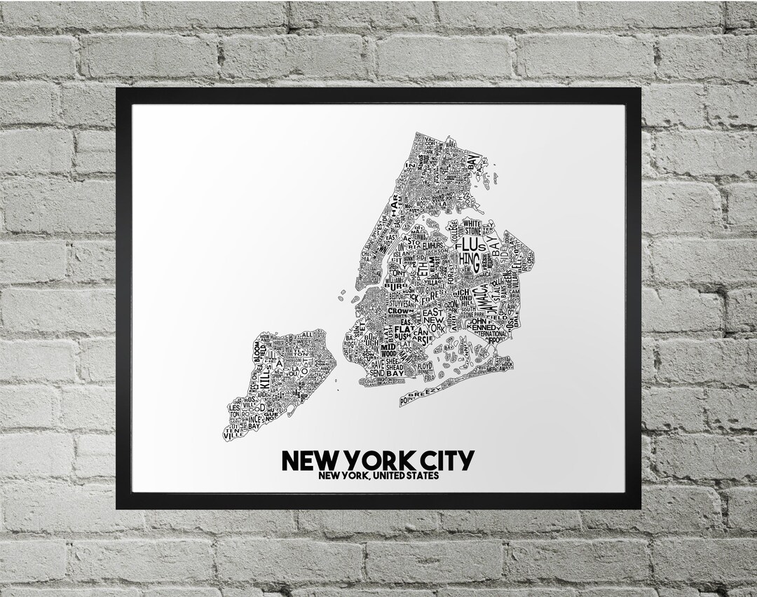 New York City Neighborhood City Map Print | Handmade | New York City ...